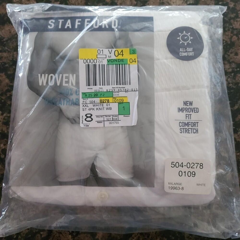 Stafford Men's White and Cream Boxers-and-briefs
